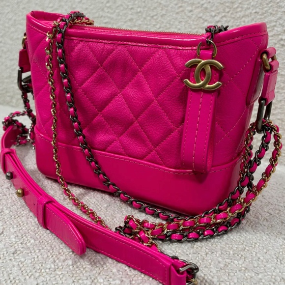 Authentic Chanel Fuchsia Goatskin Small Gabreille Bag - Picture 3 of 15